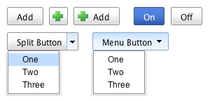 Various buttons created with the Button Control using the Sam skin.